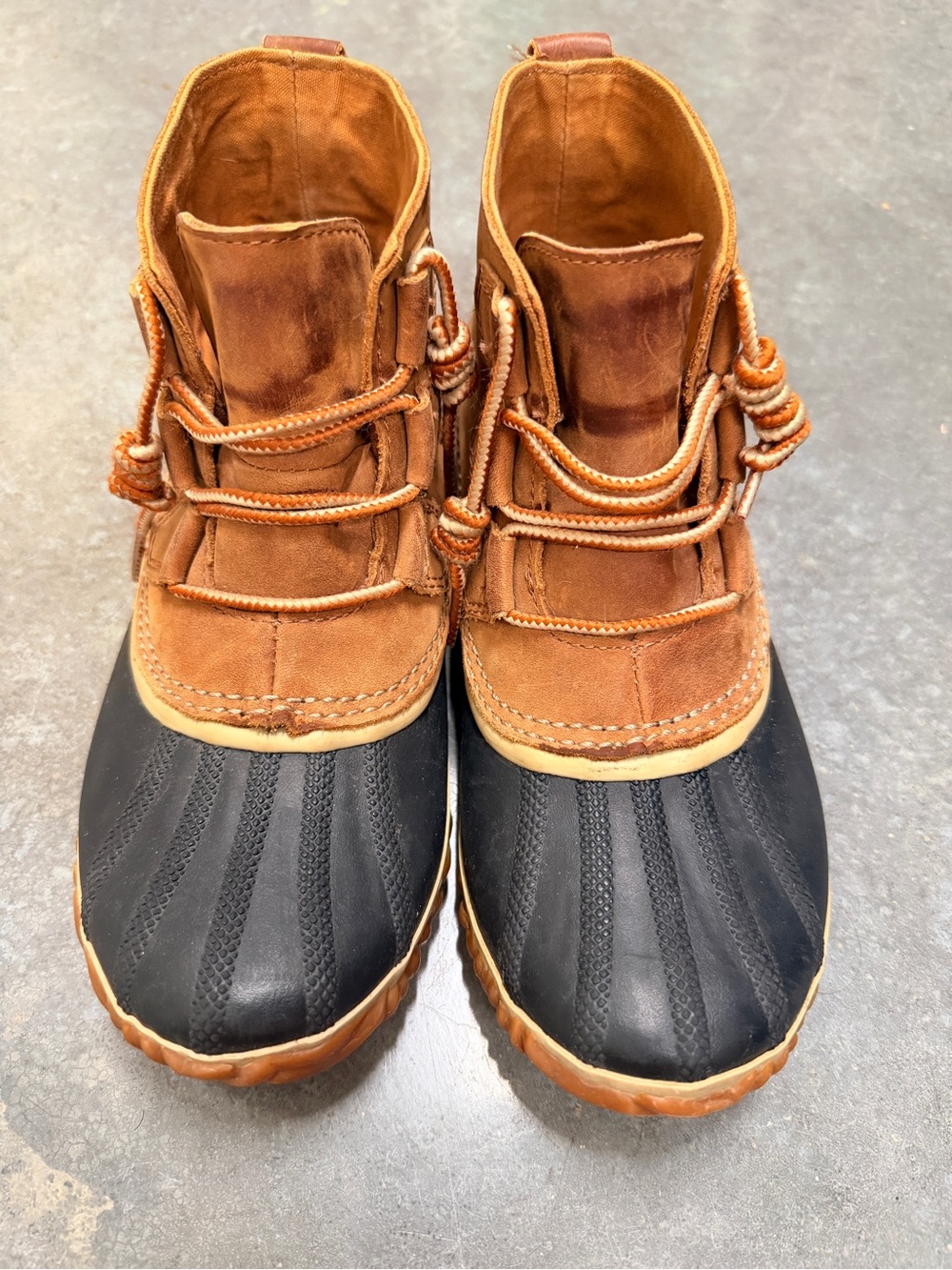 SOREL Out ’N About Waterproof Leather Duck Boots Brown Black Women’s 8.5